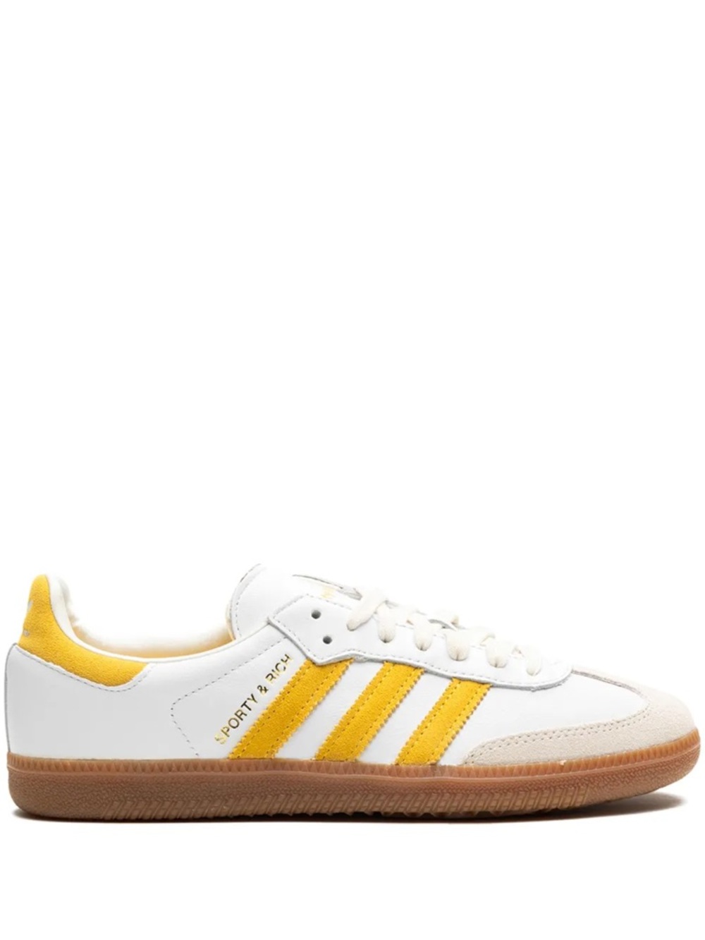 adidas Sporty & Rich White Leather Sneakers with Yellow Stripes NWT